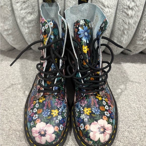 Dr. Martens Multicolor Floral Combat Boots - Picture 2 of 7